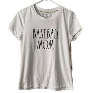 Rae Dunn Baseball Mom White T-shirt NWT